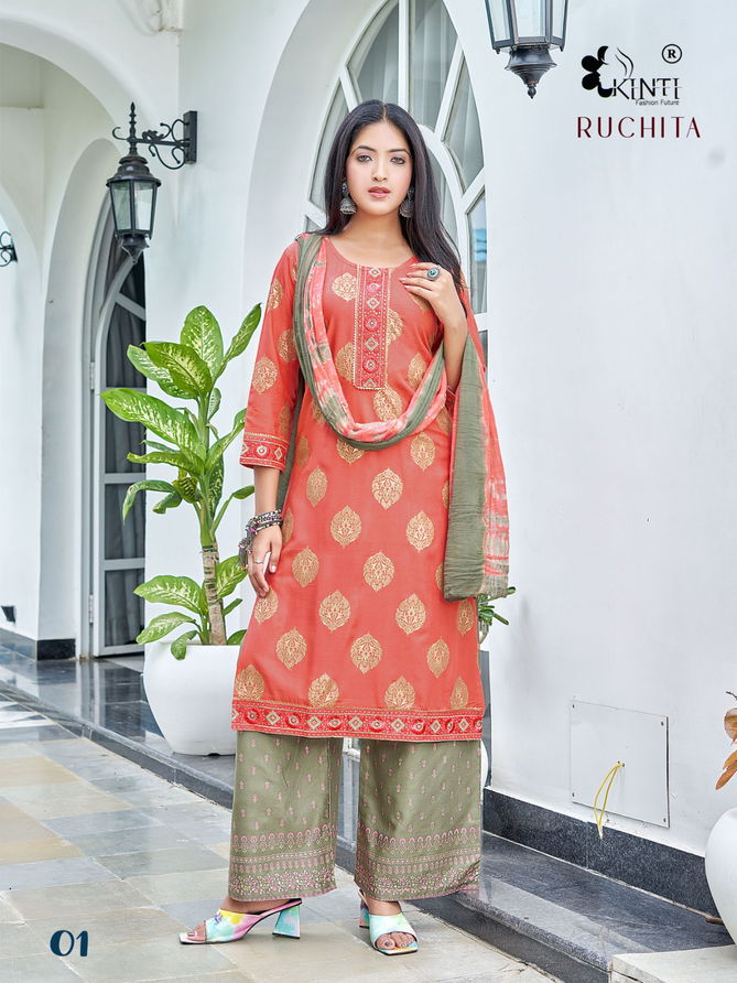 Kinti Ruchita Rayon Palazzo Readymade Suits Catalog
